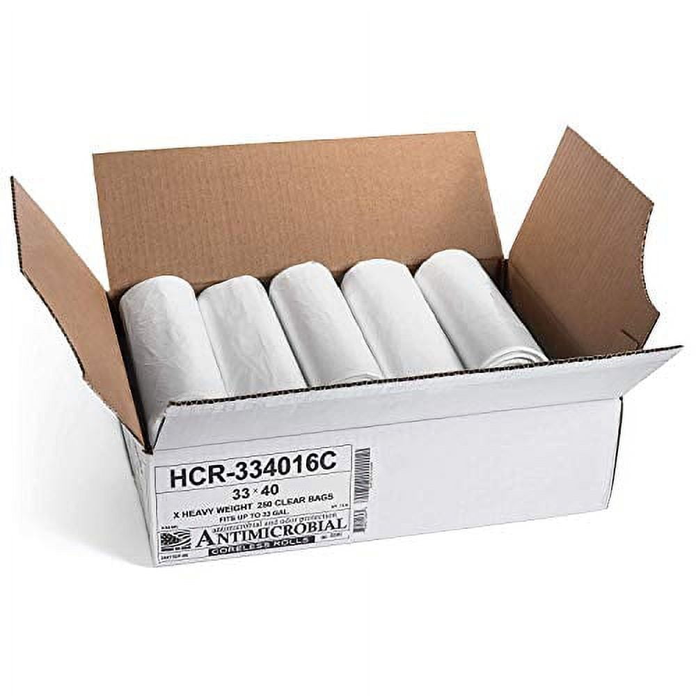 Aluf Plastics 33 Gallon Clear Trash, 250 Count, 33" x 40", 16 Micron Equivalent High Density Garbage Bags