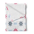 thumbnail image 2 of Ships Wheel Soft Flannel Fleece Blanket, Ship Helm Steering Wheel Abstract Waves Pattern Vintage Doodle Style Illustration, Cozy Plush for Indoor and Outdoor Use, 50" x 60", Red Blue, by Ambesonne, 2 of 5