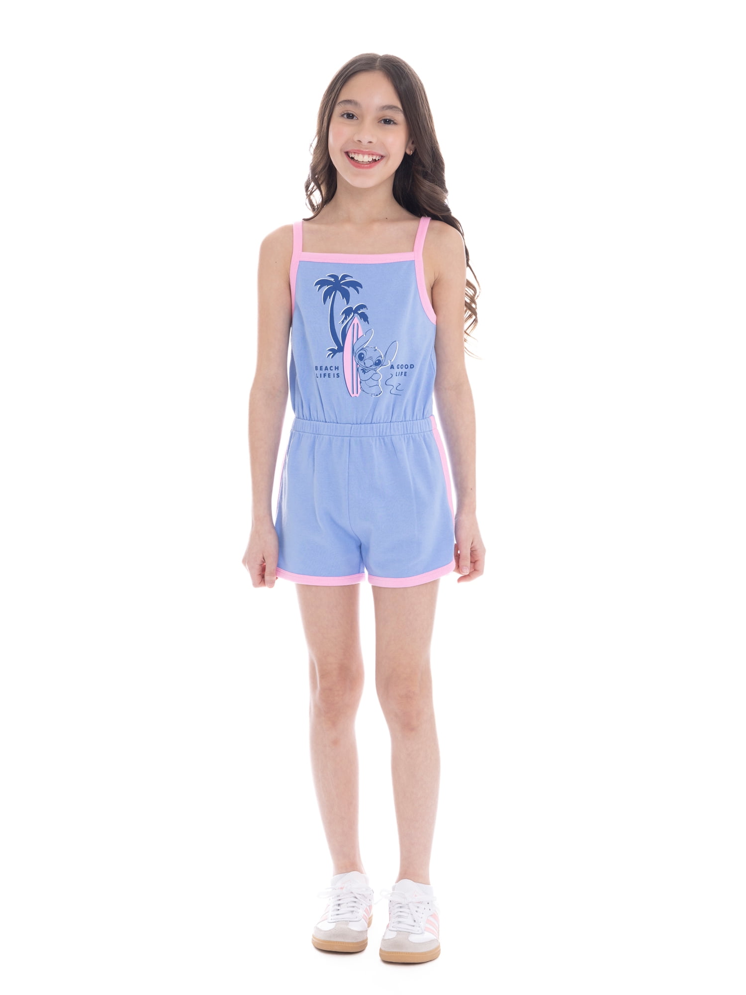 Stitch Girls Sleeveless Graphic Romper, Sizes 4-12