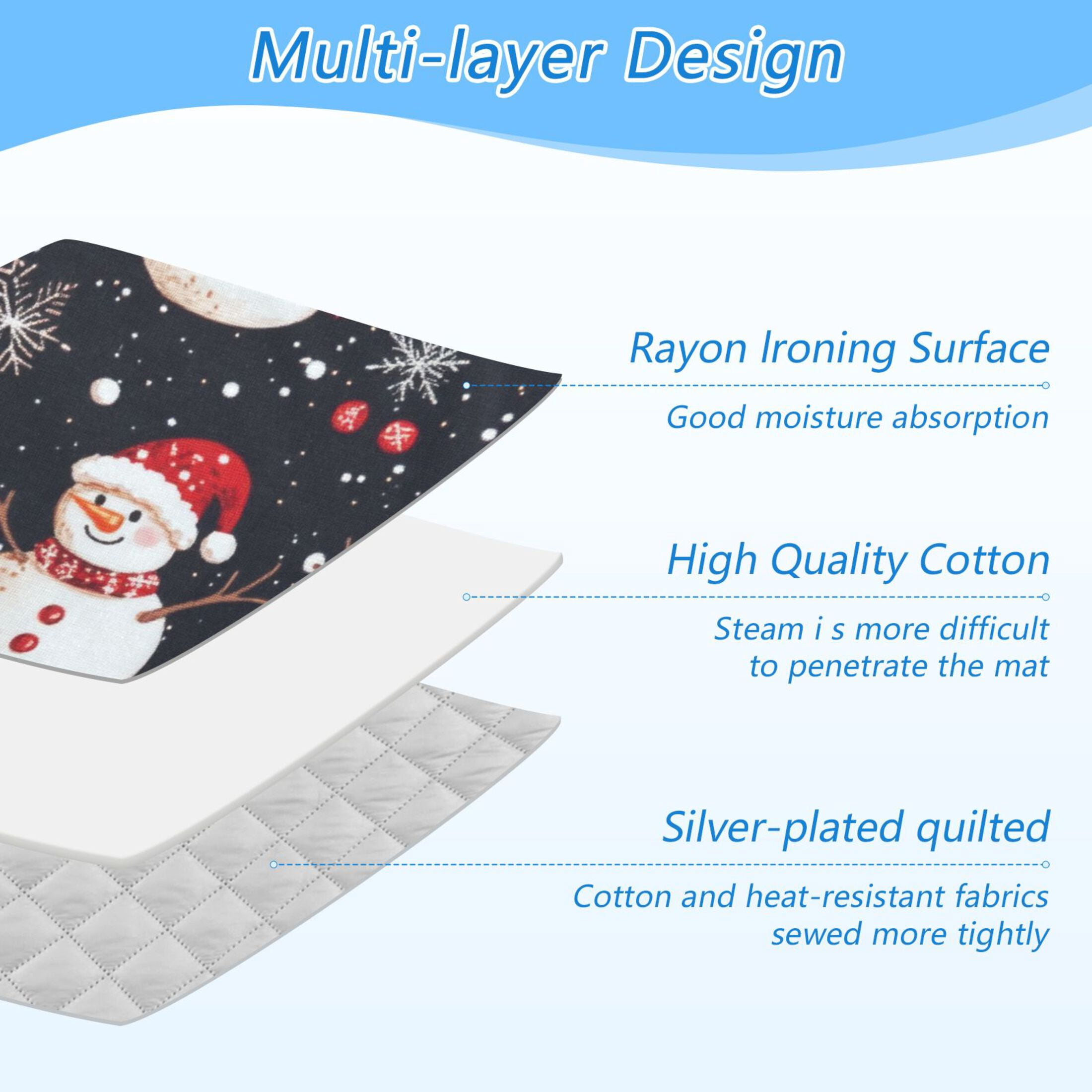 Cute Snowman Black Background Ironing Mat Blanket for Table Top Travel Portable Ironing Board Pad 47.2x27.6 Inch