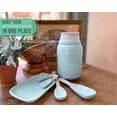 thumbnail image 6 of Vintage Mason Jar Kitchenware Set by Comfify – 4 Measuring Cups, 4 Measuring Spoons, Spoon Holder, Aqua Blue Ceramic, 6 of 7