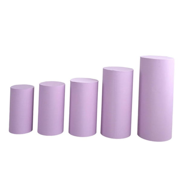 5x cubiertas cilíndricas para soporte de Pedestal, cubiertas cilíndricas para soporte de enchufe, mantel para pastel de fiesta de cumpleaños Púrpura claro