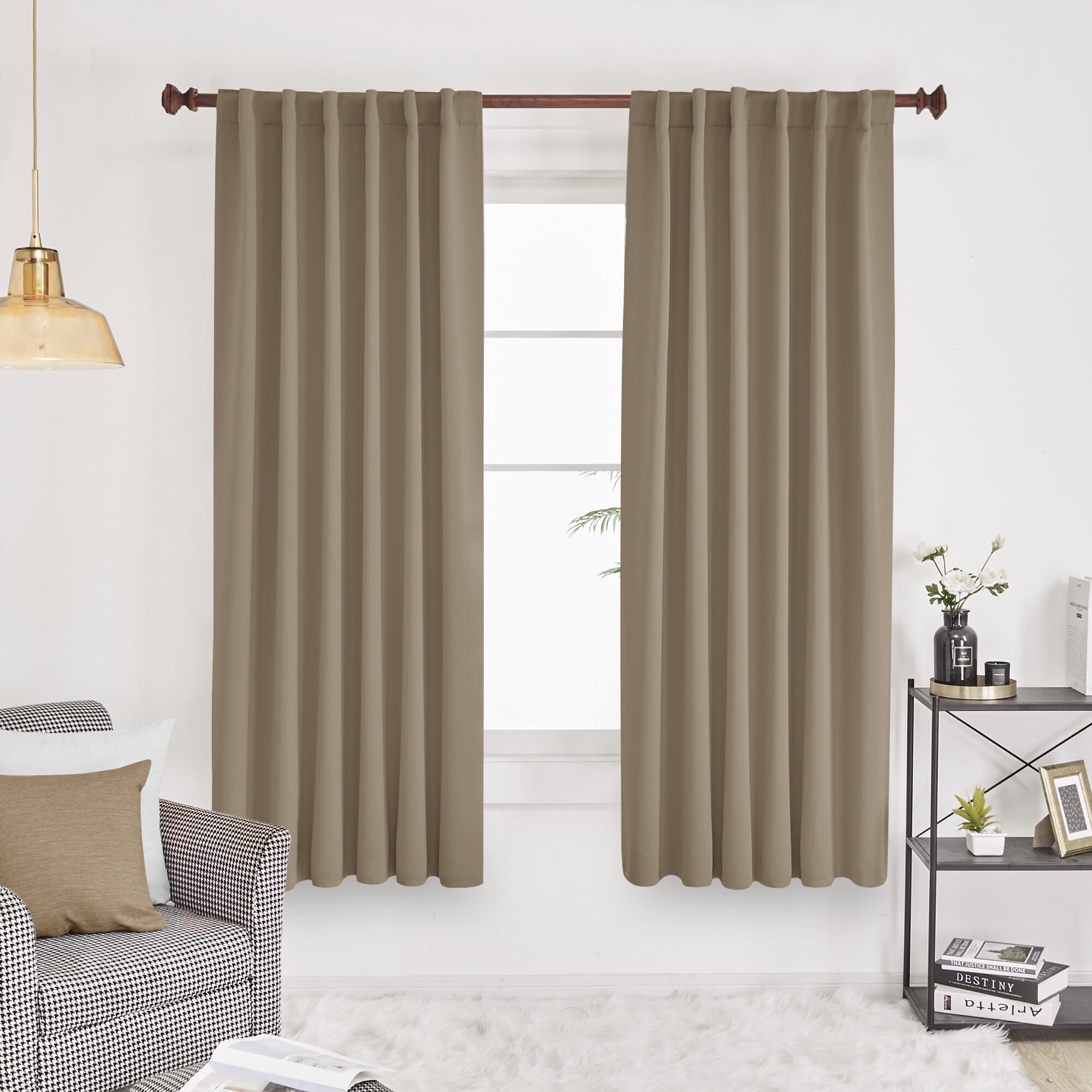 Deconovo Solid Rod Pocket and Back Tab Curtains, Room Darkening