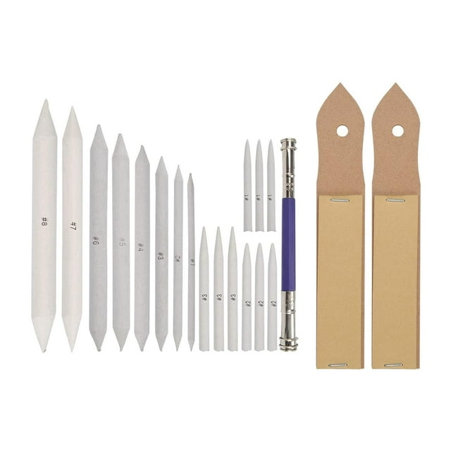 20Pcs Professional Blending Stumps and Tortillions Set with 2 Pencil , Pencil Extension Tool for Student Sketch Drawing Accessories