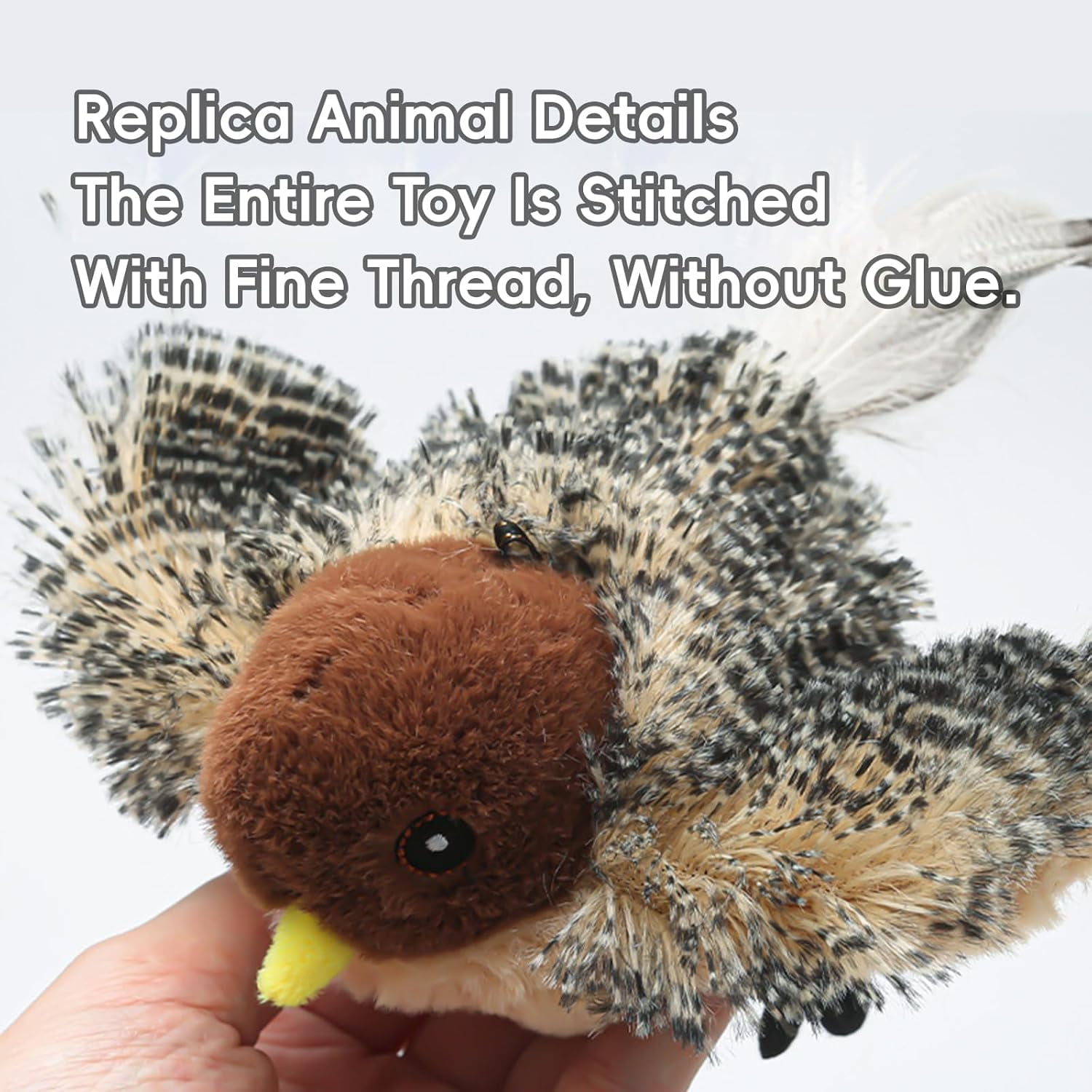 Flapping Bird Cat Toy, Sparrow, Rechargeable Interactive Flying Bird with Realistic Flapping Motion and Chirping Sounds, Touch Activated Kitten Toy for Indoor Cats