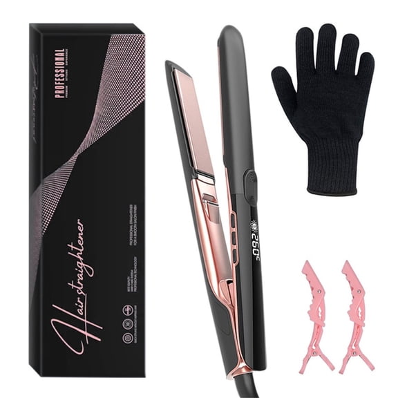 Hair Straightener 1 Inch Flat Iron and Curler 2 in 1 Titanium Ceramic Ionic Dual Voltage Straightener with Heat-Resistant Silicone, for Less Frizz, Shinier & Smoother