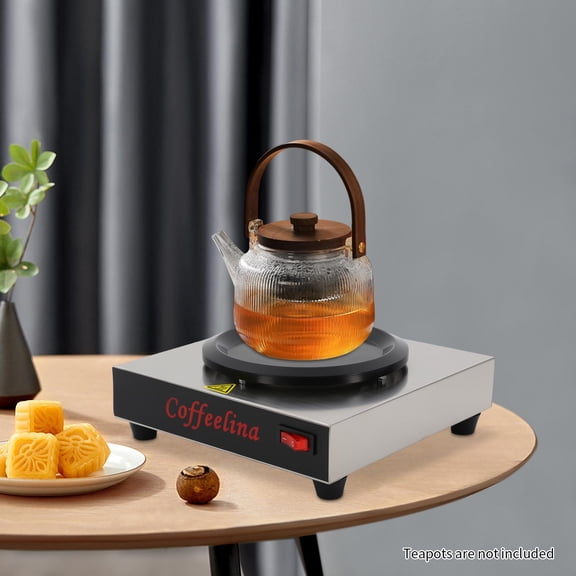 Commercial Coffee Warmer Single Burner Decanter Warmer Plate - 80W, 176℉, Stainless Steel, Non-Stick Coating, One-Piece Structure, Ideal for Cafe, Buffet, Event and Commercial Use