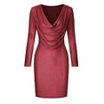 thumbnail image 5 of ASFGIMUJ Women Fashion V-Neck Bodycon Sequins Dress Long Sleeve Party Mini Dresses Red S, 5 of 6