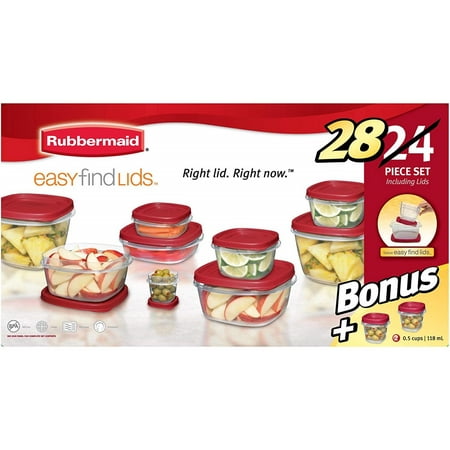 Rubbermaid Easy Find Lids Food Storage Containers with Lids - BPA Free Durable Plastic Food Containers Great for Home, School, Travel - Freezer, Microwave, and Dishwasher Safe - 28 Piece Set - Red