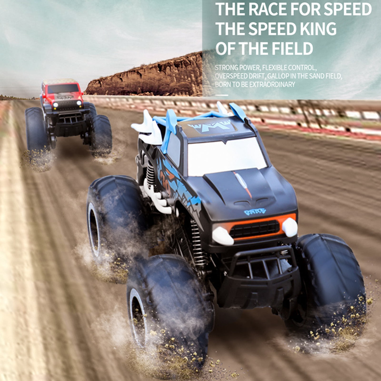 Trendix Remote Control Off-Road Car, Amphibious Crawler Truck Toy Electric 2.4GHz RC Stunt Vehicle 4 Wheels Drive Waterproof Rechargeable (BlueB)