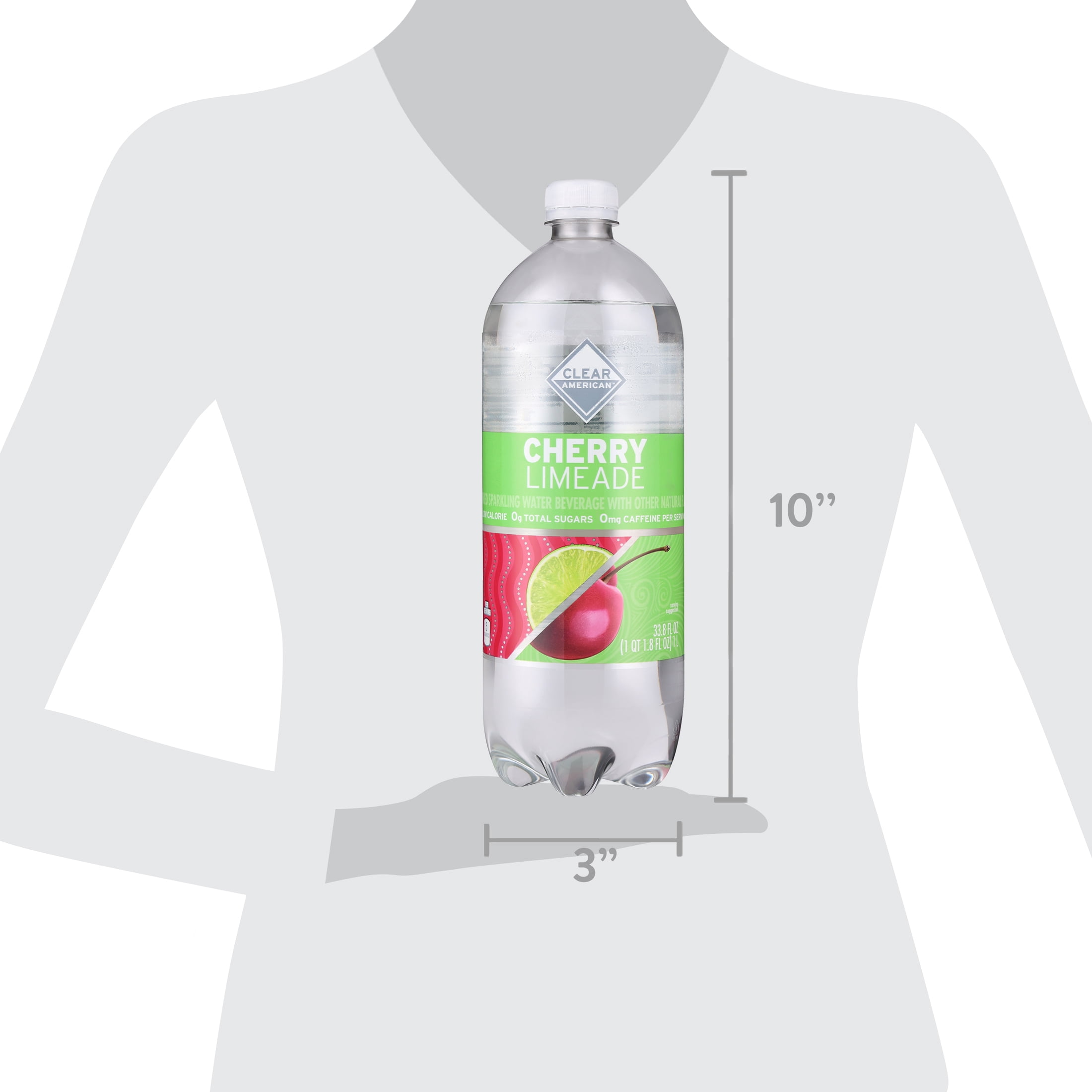 (12 pack) Clear American Cherry Limeade Flavored Sparkling Water, 33.8 fl oz Bottle