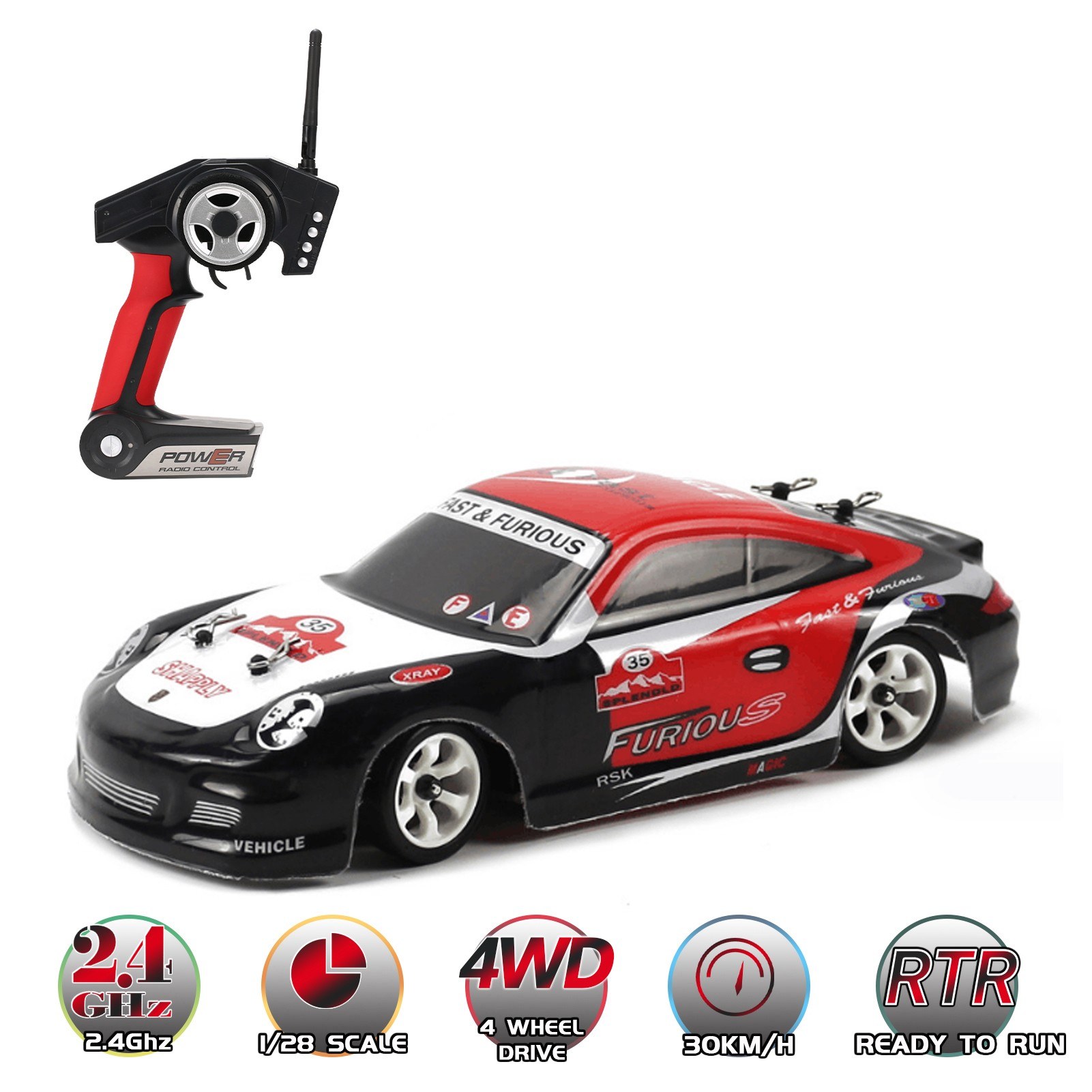 WLtoys K969 1/28 2.4GHz 4WD RC Race Car Metal Chassis 30km/h