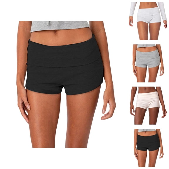 Fold over Shorts for Women Summer Casual Low Rise Slim Fit Foldover Mini Hot Shorts
