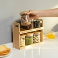 thumbnail image 3 of Basicwise Versatile 2-Tier Bamboo Spice Rack and Pantry Organizer with 6 Glass Jars – Perfect for Countertop Storage in Kitchens to Keep  Seasoning Containers Neatly Displayed and Easily Accessible, 3 of 10