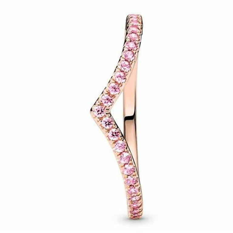 Pandora Sparkling Wishbone Ring Stackable Rose Gold Ring for