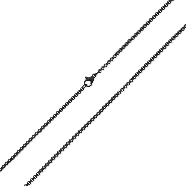 Unisex Elegant Dainty Rolo Cable Chain Necklace Black IP Stainless Steel Women Men Teens 24 Inch 2.5 MM