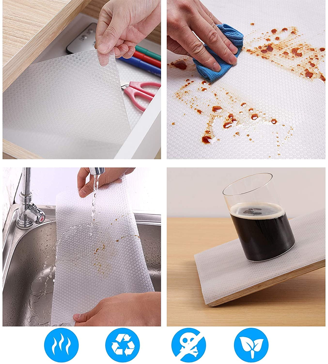 1/2pcs Kitchen Shelf Liner For Cabinets, Double Sided Non-Slip Drawer  Liner, Washable Plastic Refrigerator Mats For Cupboard, Pantry Cabinet,  Bathroom