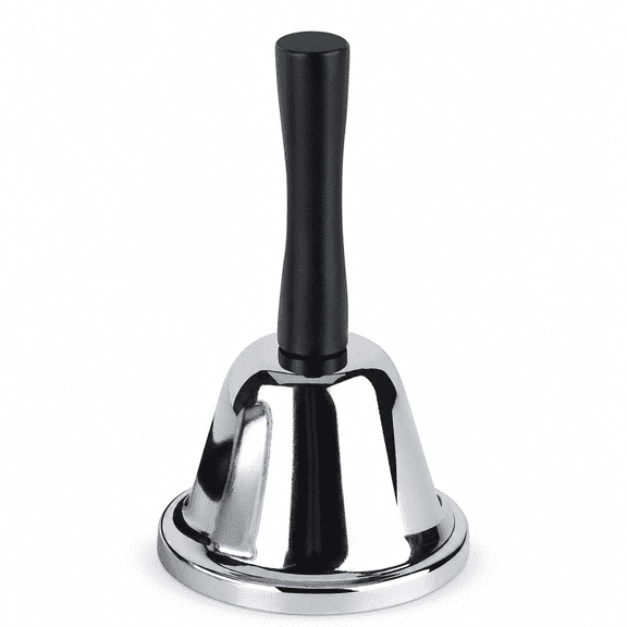 Silver Steel Hand Bell, Loud Multi-Purpose Bell for Dinner, Classroom, Service Line & Alarm