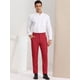 thumbnail image 3 of Pantalones de vestir ajustados con frente plano y bloque de color con estampado geométrico informal para hombre XXL Rojo, 3 of 6