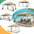thumbnail image 6 of HOTEEL 10x13 Gazebos for Patios, Outdoor Canopy Gazebo Backyard Gazebo Patio with Mosquito Netting and Double Roof for Party, Wedding, BBQ and Event, Khaki, 6 of 11
