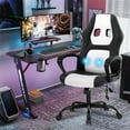 thumbnail image 5 of XF XINFENG Gaming Ergonomic Office Chair, 250lbs Capacity PU Leather Computer Chair with Lumbar Massage, Height Adjustable 360° Swivel Racing Chair, White, 5 of 8