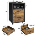 thumbnail image 5 of Alden Design Rolling Wooden File Cabinet with 2 Drawers and Shelf, Black/Rustic Brown, 5 of 9