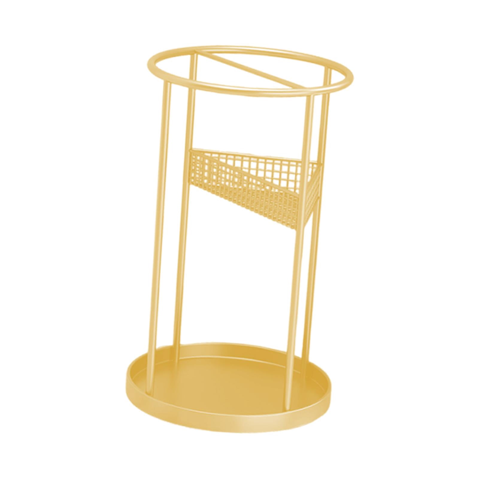 kowaku Umbrella Storage Bucket Commercial Umbrella Holder Versatile Decoration Round Compact Rack Organizer Stand for Rain Gear Home Gold