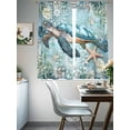 thumbnail image 4 of Sheer Curtains 72 Inches Long, Vintage Teal Nautical Beach Botanical Light Filtering Window Curtains for Living Room, Sea Turtle Coastal Rod Pocket Voile Sheer Curtain Drapes, 52"W x 72"L, 2 Panels, 4 of 9