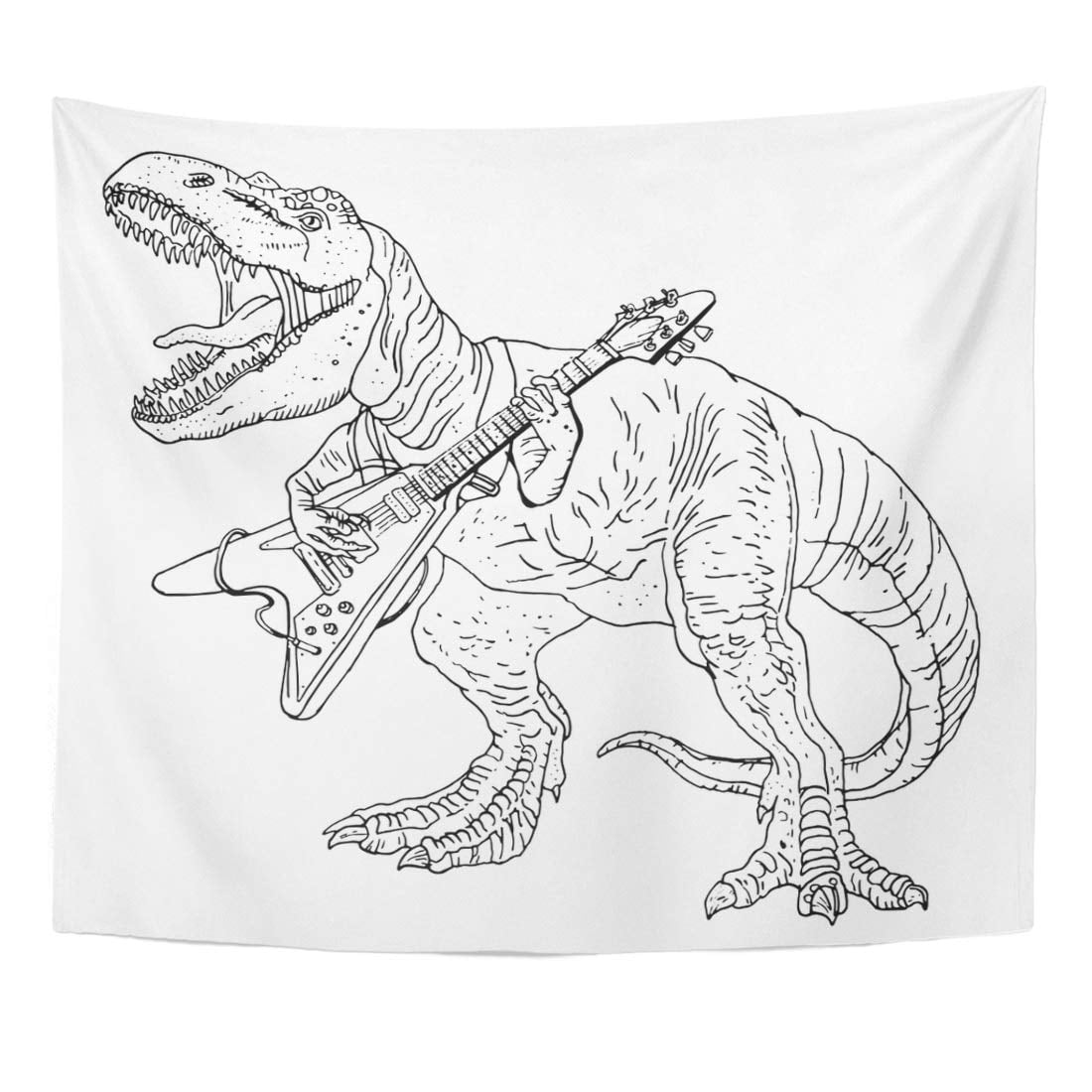 Zealgned Tyrannosaurus Playing Guitar Heavy Metal Dinosaur Rex Guitarist Line Wall Art Hanging Tapestry Home Decor For Living Room Bedroom Dorm 60x80 Inch Walmart Com Walmart Com