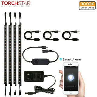 TORCHSTAR 2 Pack 6-light Pack 12 Smart LED Light Bar Kit, Work with Alexa  for Under Cabinet, Under Counter, Gun Safe, Closet, Shelf, 5000K Daylight 