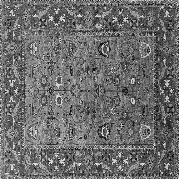 Ahgly Company Indoor Square Oriental Gray Industrial Area Rugs, 7' Square