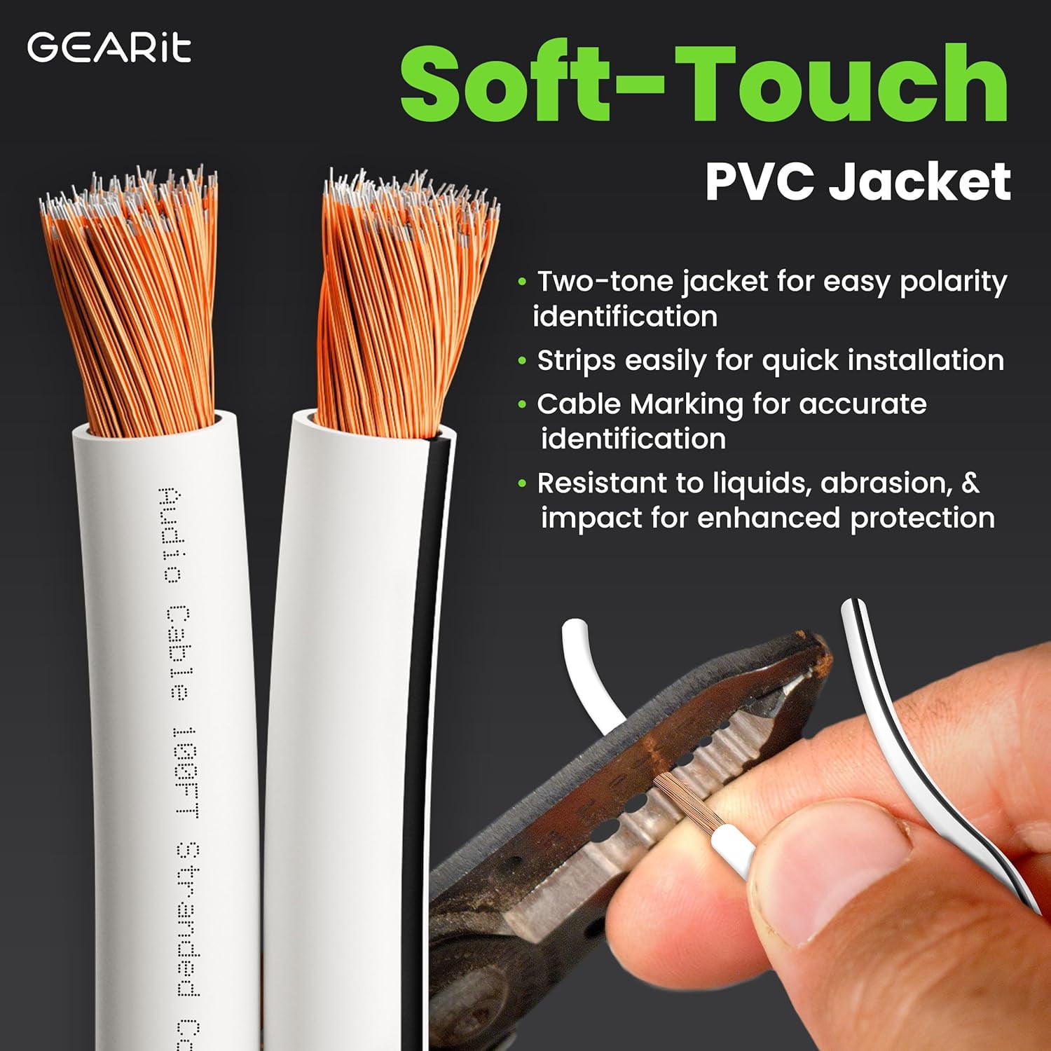 GearIT Pro Series 14 AWG Speaker Wire Copper Clad Aluminum, Great for Home Theater Speakers and Car Audio, White, 100 Feet / 30.48 Meters
