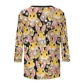 thumbnail image 6 of Ailaofu 3/4 Length Sleeve Womens Tops Casual Loose Fit Crewneck T Shirts Cute Easter Retro Print Three Quarter Length Tunic Tops, 6 of 7