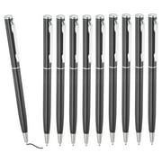 Uxcell Slim Metallic Ballpoint Pen, Black Ink 1mm Medium Point Pen Retractable Lightweight Smooth Writing Pens with Metal Clips for Business Office Wedding Guest Book Black