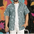 thumbnail image 2 of LA LEELA Men's Funky Hawaiian Shirt Cotton Linen Effect Button Down Casual Beach Funny Shirts For Men L Slate, Flamingo Summer, 2 of 6