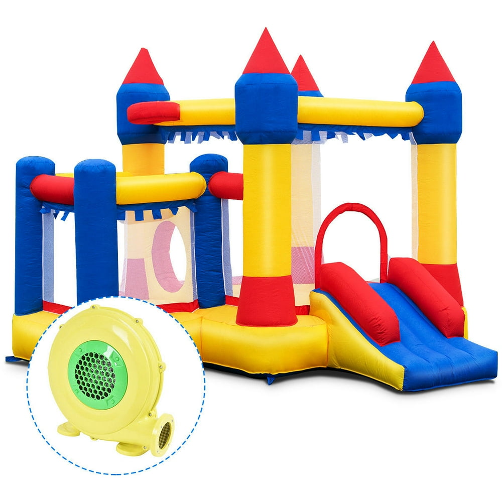 costway inflatable moonwalk slide bounce house with storage bag