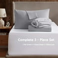 thumbnail image 2 of LammaLoe Extra Deep Pocket Sheets Twin Set, 3 Piece, Fits 18"-24" Mattress, Breathable & Extra Soft Bed Sheets, Gray, 2 of 8