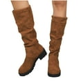 thumbnail image 4 of Brown Ladies High Heel Boots With Pointed Toe Buckle Detail Foldable For Casual Outfits, 4 of 8