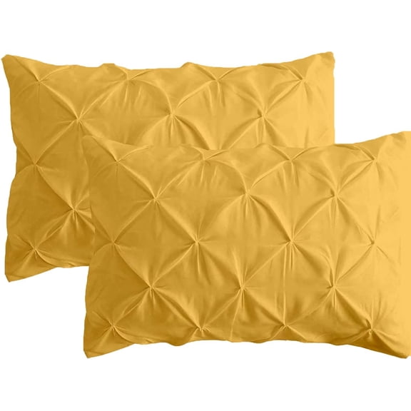 500 Thread Count Egyptian Cotton Pinch Pleated Pillowcase with Envelope Closure – Luxury Soft & Breathable, King Size (20" x 40") Gold Solid