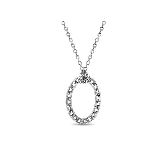 Chained Oval 16"-17.5" Women's Pendant/Necklace Link Chain - Sterling Silver