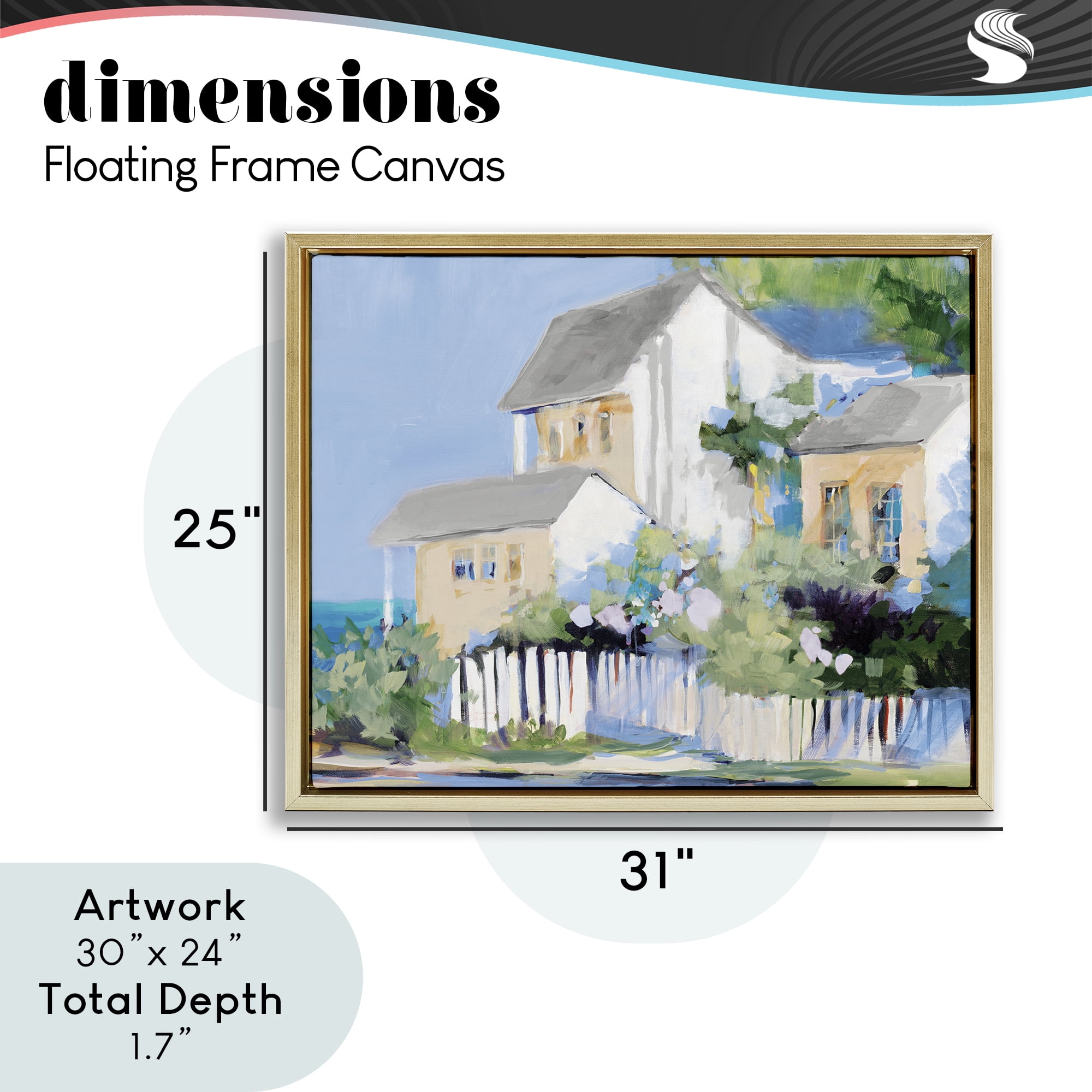 Stupell Industries Living by the Water Cottage Gold Framed Floater Canvas Wall Art, design by Jane Slivka