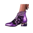 thumbnail image 3 of Frontwalk Womens Ankle Boot Rhinestone Dress Shoes Embroidered Flowers Winter Boots Wedding Fashion Booties Women Chunky Heel Purple 6, 3 of 5