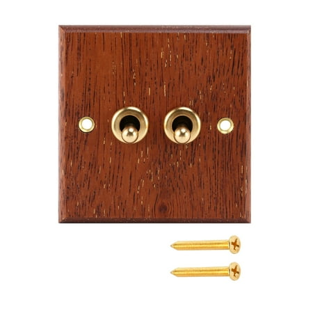 

86 Type Solid Wood Panel Switch Wall Light Retro Brass Toggle Switch Wood Grain Electrical Switch Socket 2- Switch