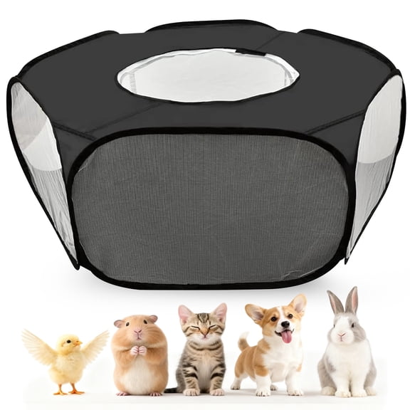Portable Small Animal Playpen with Lid, Breathable Cat Kitten pens Indoor/Outdoor Yard Exercise Cage House Tent for Small Animals Guinea Pig Hamster Chinchillas Rabbits Bunny
