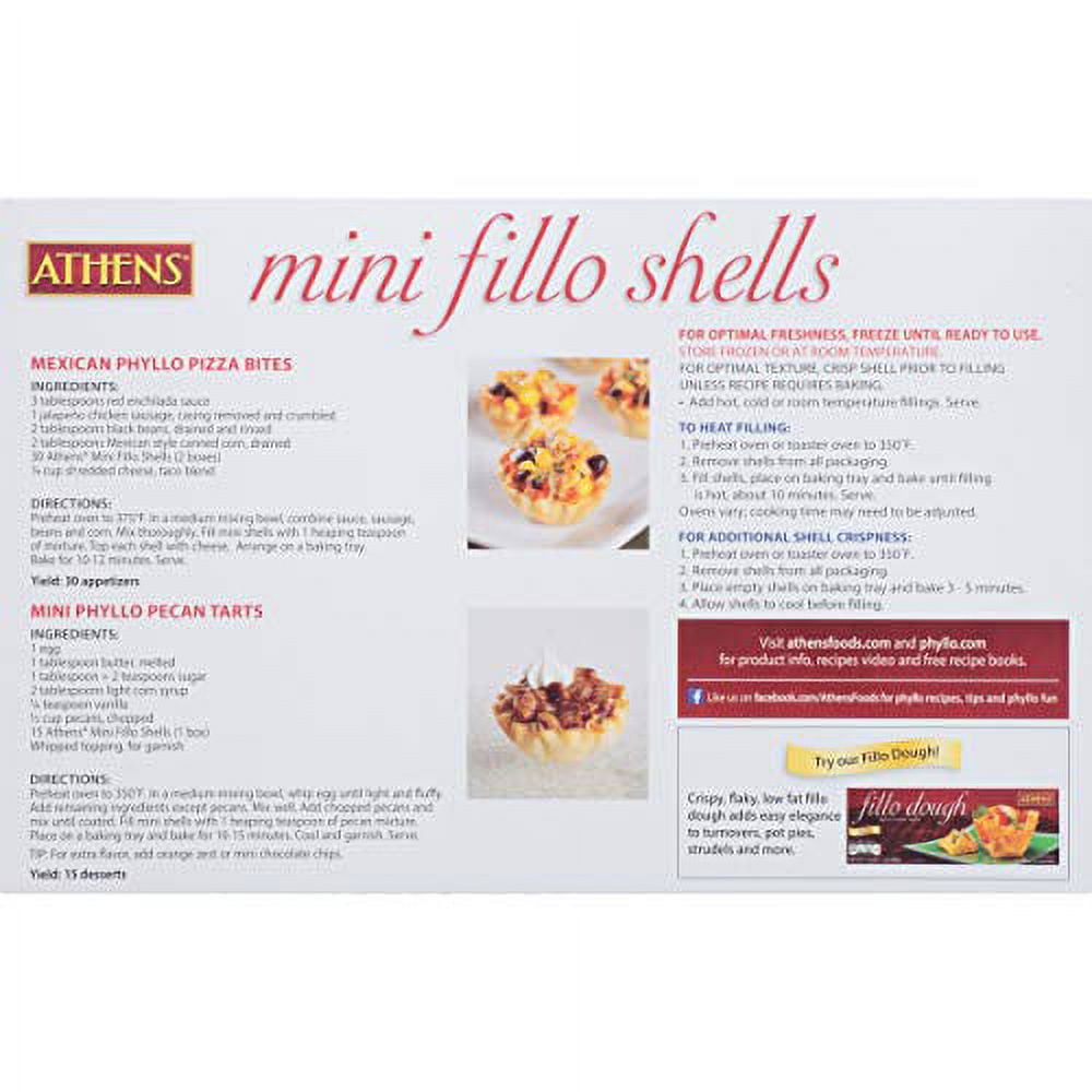 Athens Mini Fillo Dough Shells 1.9 Oz [54g] (2-Packs, 15 Shells/Pack)