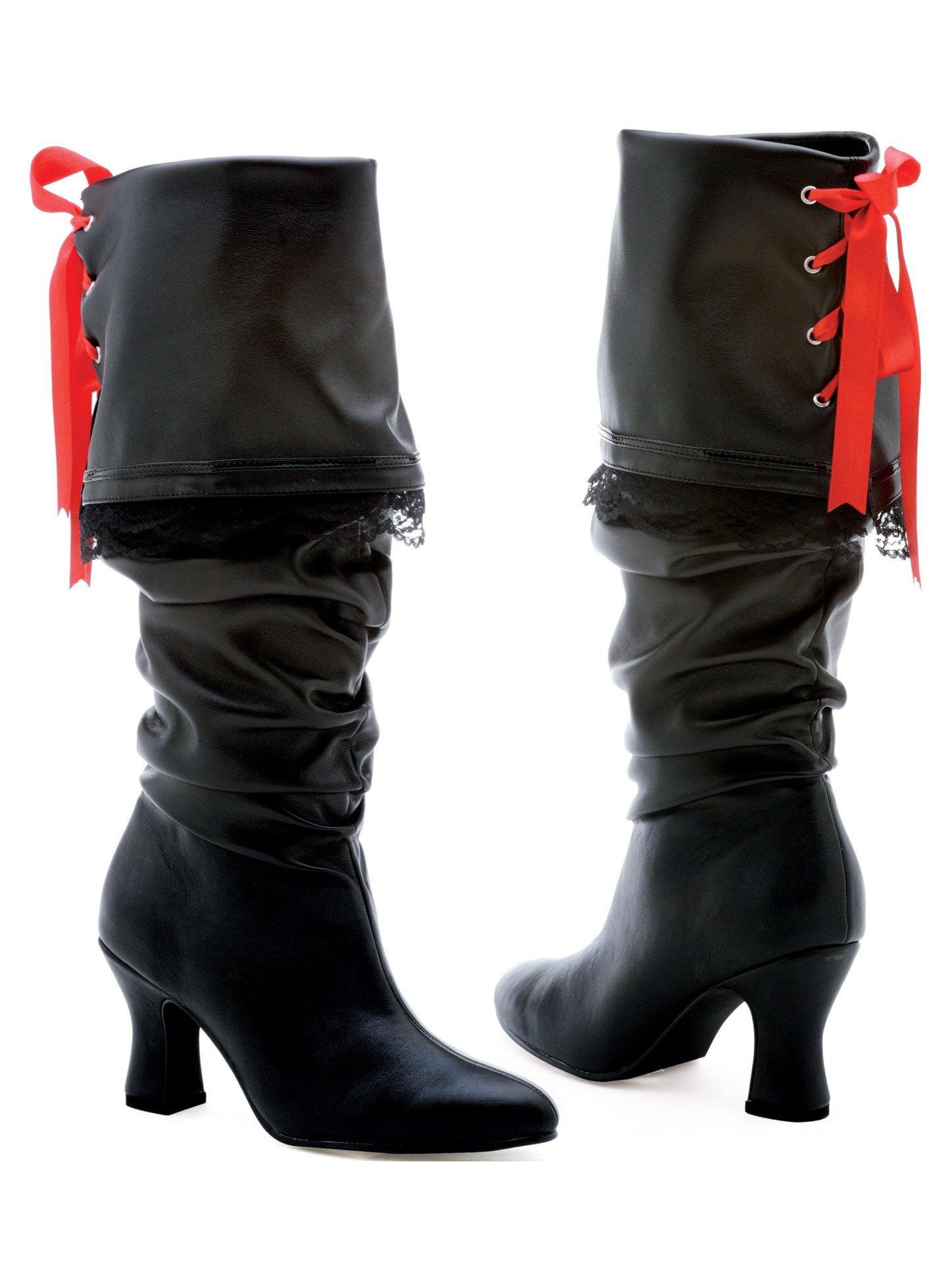 Dark Pirate Boots Womens Pirate Boots Cuffed Leather Black Pirate Boots Womens Captain Costume Pirate  Captain Female Pirate Boots Women's