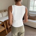 thumbnail image 4 of Soyumi Women Tank Top with Built-in Padded Bra Adjustable Wide Strap V-Neck Camisole Cotton Cami Shirts Summer Beach Vest Workout Going Out Y2K Cute Shirts, White, 4 of 6