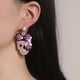 thumbnail image 4 of Halloween Skull Earrings with Zirconia and Glitter Flower Accent Fashion Trendy Studs Adornment for Costume Parties, 4 of 5
