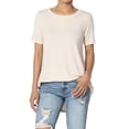 thumbnail image 1 of TheMogan Women's PLUS Basic Crew Neck Round Hem Short Sleeve Draped Jersey Tee, 1 of 6