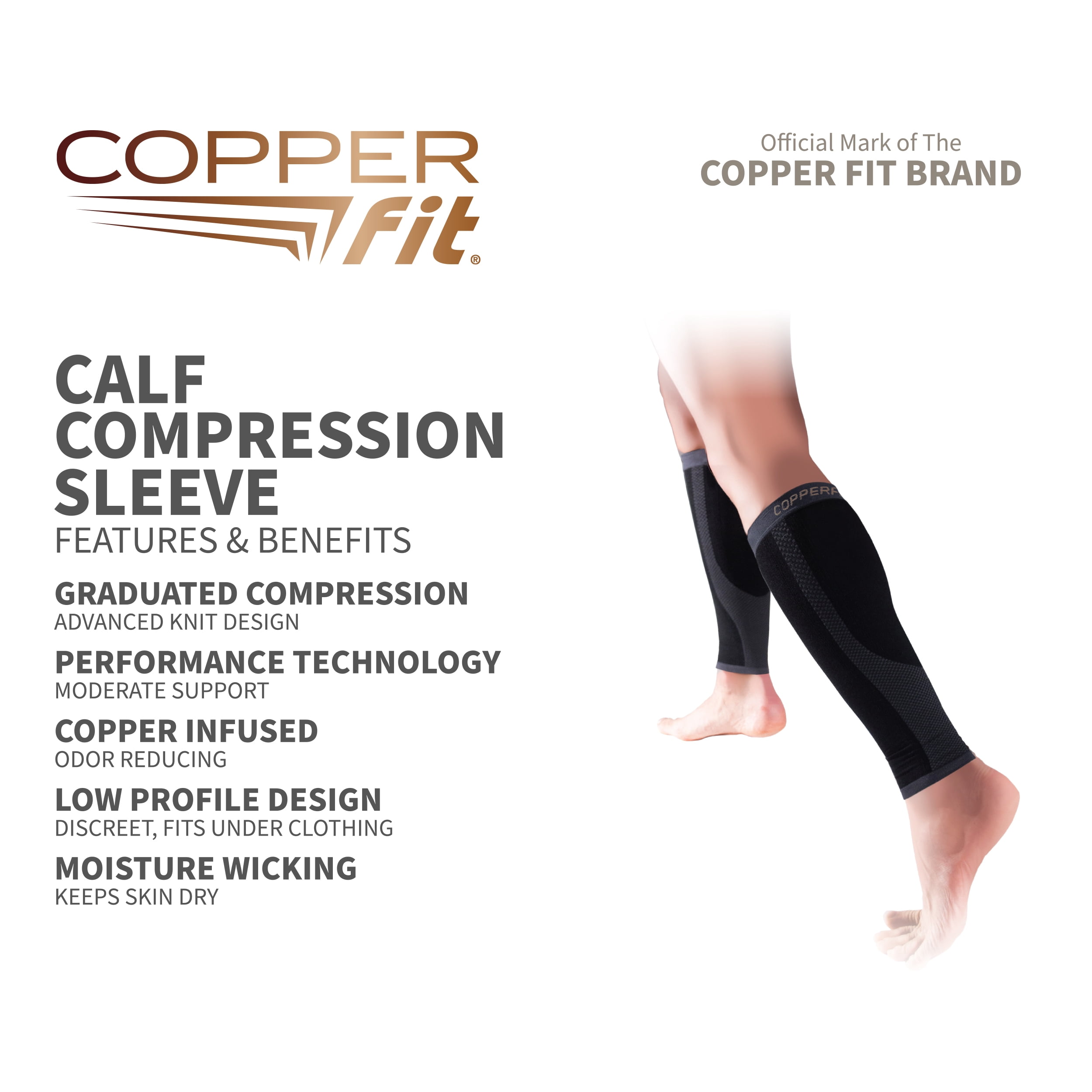 Copper Fit Compression Calf Sleeve, L/XL